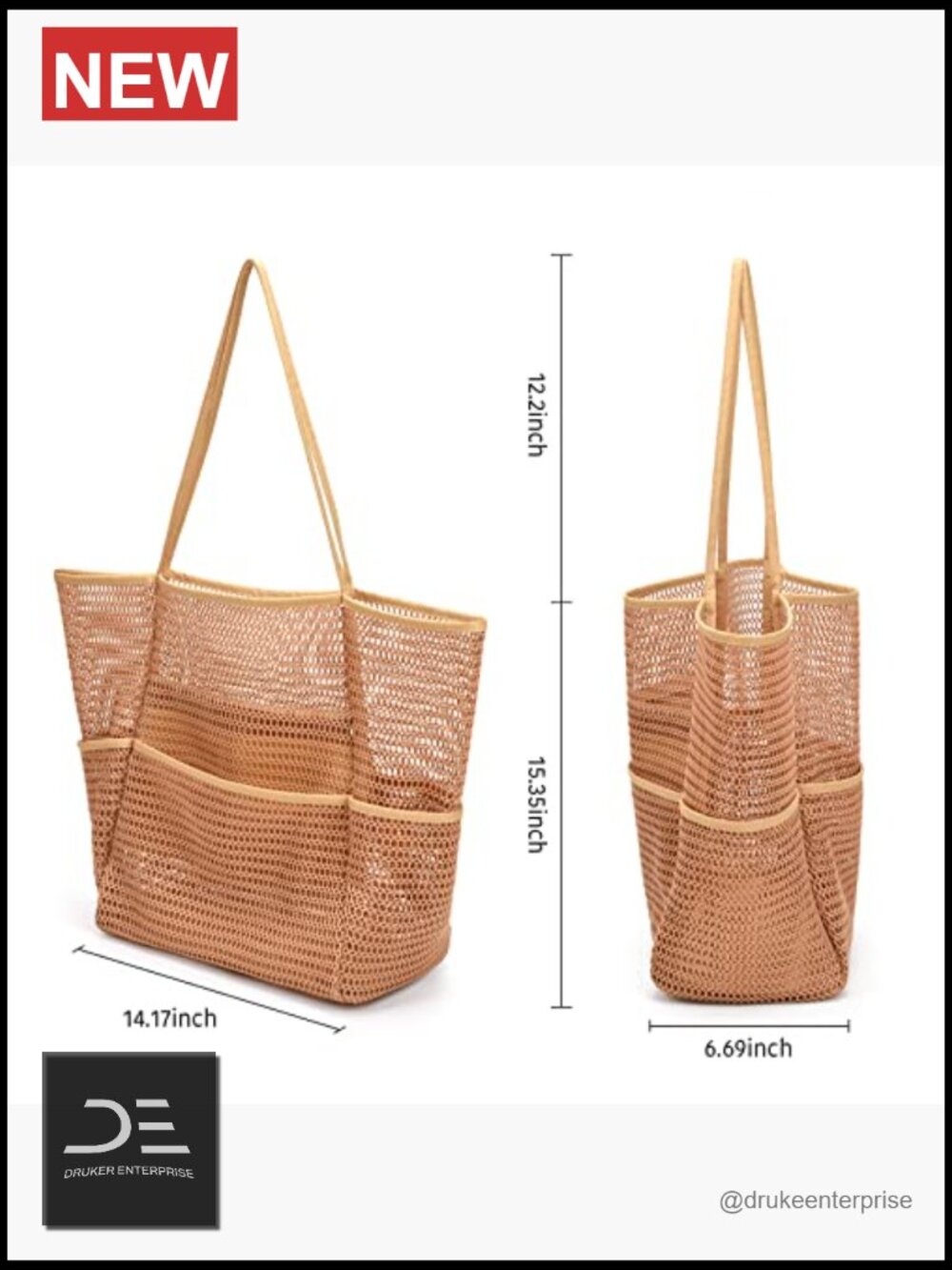 Large Mesh Beach Tote Bag - Lightweight Travel Pool Bag Flip Design - Picture 5 of 7